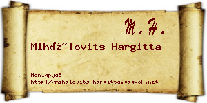 Mihálovits Hargitta névjegykártya